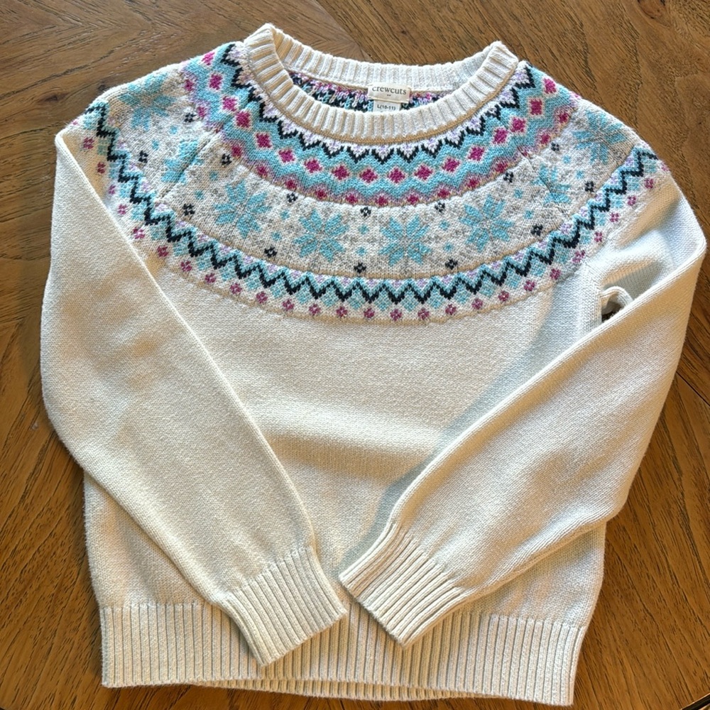 J Crew Crew Cuts Fair Isle Sweater Girls L (10-12)